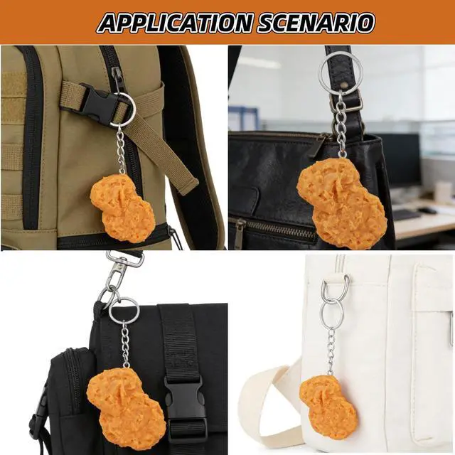 Alt view image 4 of 4 - Chicken Nuggets KeyChain Creative Funny Food Keychain Cute Fun Keychain Backpack Keychain Cute Keychains Random Stuff Realistic Keychains for Handbag Purse Novelty Keys Accessories