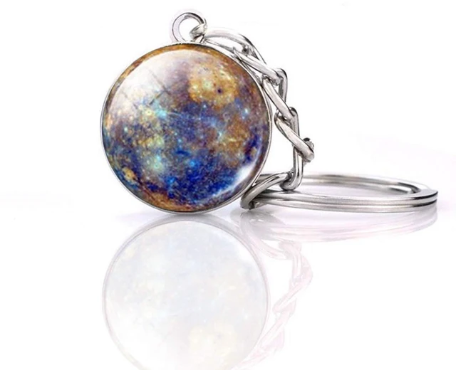 Main image of Solar System Planet keychain Accessories Pendant Glow In The Dark Galaxy Crystal Glass Ball Key Chain Rings Creative Gifts For Women Men Charms Luminous Globe Llaveros Keyring(Mercury)