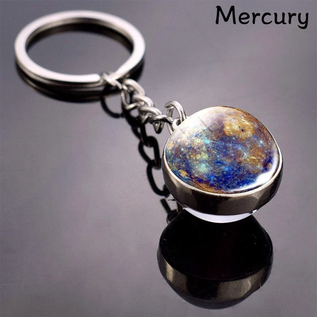 Alt view image 2 of 6 - Solar System Planet keychain Accessories Pendant Glow In The Dark Galaxy Crystal Glass Ball Key Chain Rings Creative Gifts For Women Men Charms Luminous Globe Llaveros Keyring(Mercury)