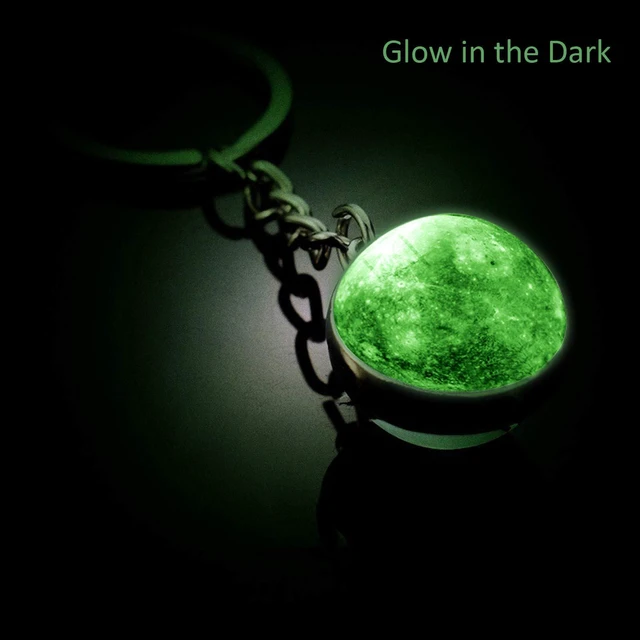 Alt view image 4 of 6 - Solar System Planet keychain Accessories Pendant Glow In The Dark Galaxy Crystal Glass Ball Key Chain Rings Creative Gifts For Women Men Charms Luminous Globe Llaveros Keyring(Mercury)