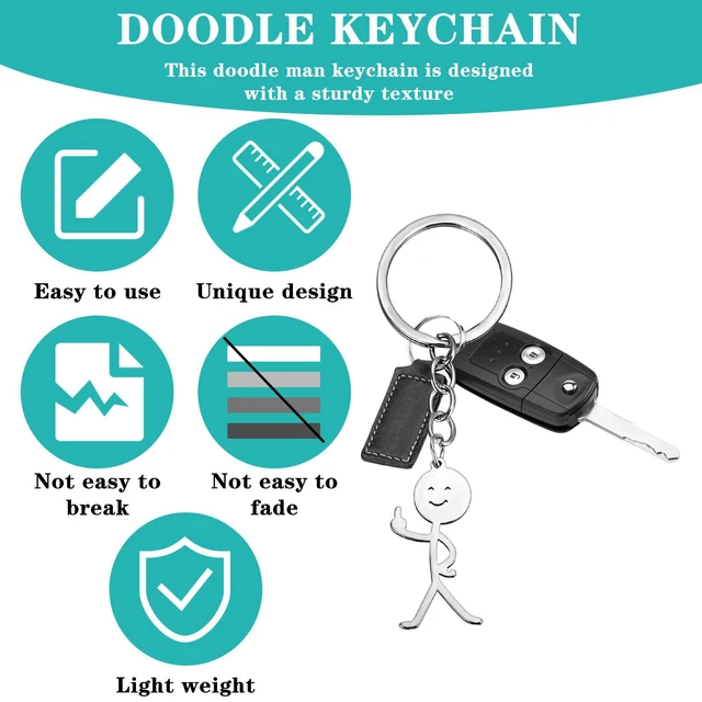 Alt view image 4 of 7 - 2PCS Matching Keychains Funny Keychain for Women Middle Finger Keyring,Stainless Steel Fun Keychains,Cool Gifts for Men Personalized Distance Friendship Gifts for Couple Friends Brothers