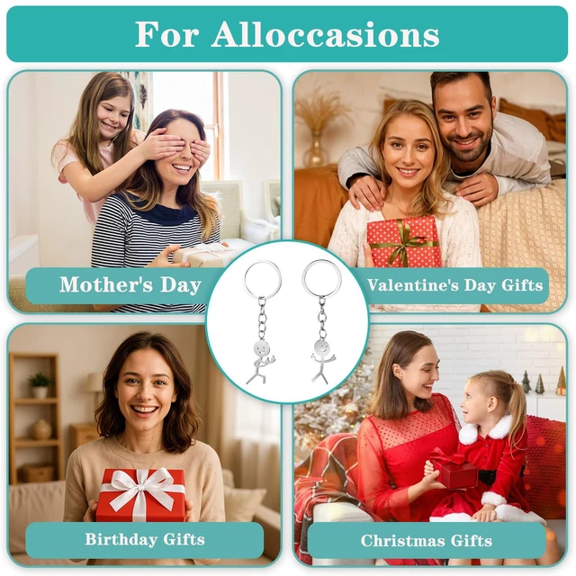 Alt view image 5 of 7 - 2PCS Matching Keychains Funny Keychain for Women Middle Finger Keyring,Stainless Steel Fun Keychains,Cool Gifts for Men Personalized Distance Friendship Gifts for Couple Friends Brothers