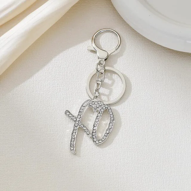 Alt view image 2 of 5 - Unise High Hip Hop XO Letter Pendant KeyChain For Women Men, Cubic Zirconia Exaggerate Creative Statement Gift Accessories (XO Silver)