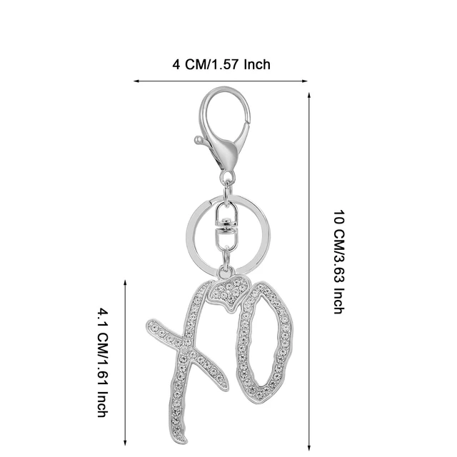 Alt view image 4 of 5 - Unise High Hip Hop XO Letter Pendant KeyChain For Women Men, Cubic Zirconia Exaggerate Creative Statement Gift Accessories (XO Silver)