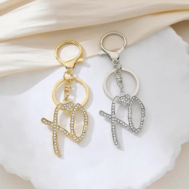 Alt view image 3 of 5 - Unise High Hip Hop XO Letter Pendant KeyChain For Women Men, Cubic Zirconia Exaggerate Creative Statement Gift Accessories (XO Silver)