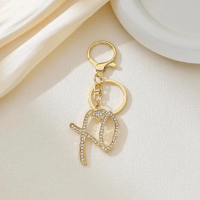 Alt view image 5 of 5 - Unise High Hip Hop XO Letter Pendant KeyChain For Women Men, Cubic Zirconia Exaggerate Creative Statement Gift Accessories (XO Silver)