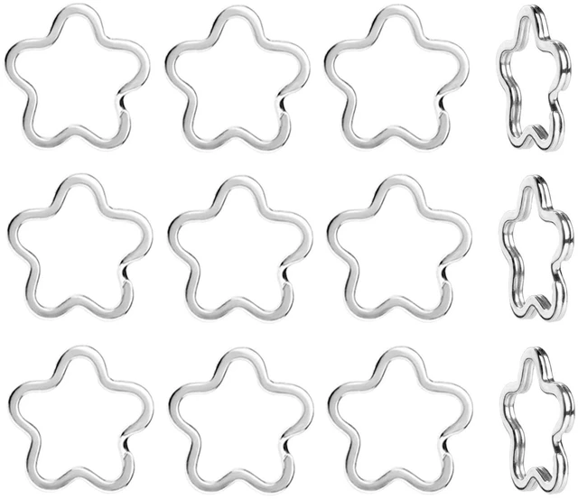 Main image of 12pcs Creative Key Ring Keychain Flower Shape Silver Metal Flat Split Key Holder Chains Rings Crafts DIY for Home Car Tag Office Organization Lanyards Keys Attachment Gift
