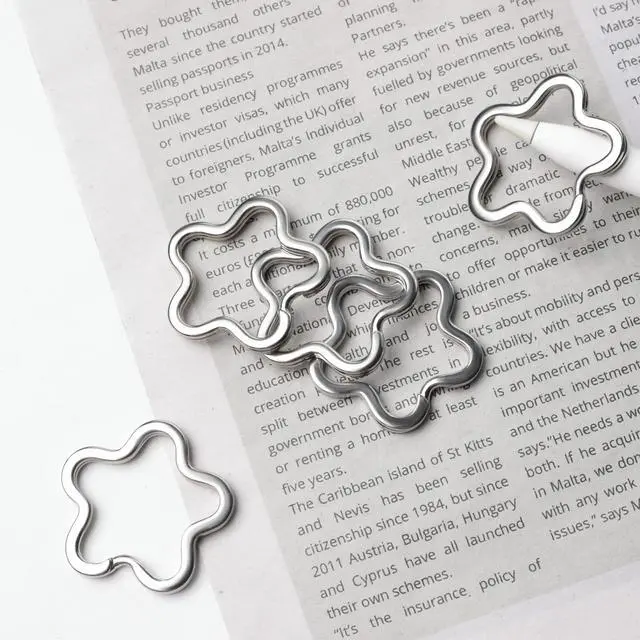 Alt view image 3 of 7 - 12pcs Creative Key Ring Keychain Flower Shape Silver Metal Flat Split Key Holder Chains Rings Crafts DIY for Home Car Tag Office Organization Lanyards Keys Attachment Gift