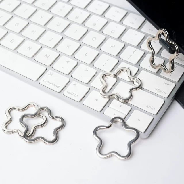 Alt view image 4 of 7 - 12pcs Creative Key Ring Keychain Flower Shape Silver Metal Flat Split Key Holder Chains Rings Crafts DIY for Home Car Tag Office Organization Lanyards Keys Attachment Gift