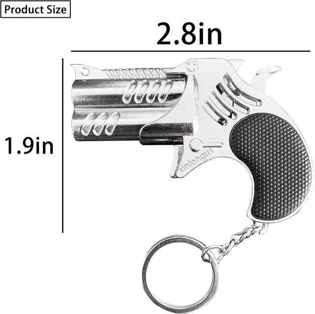 Alt view image 2 of 6 - Rubber Band Gun Creative Keychains Decorative Ornaments School Bag Pendants creative decompression toys Christmas Gifts Holiday Gifts (silver)
