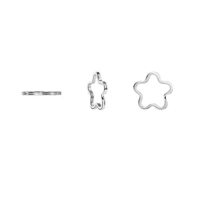 Alt view image 6 of 7 - 12pcs Creative Key Ring Keychain Flower Shape Silver Metal Flat Split Key Holder Chains Rings Crafts DIY for Home Car Tag Office Organization Lanyards Keys Attachment Gift