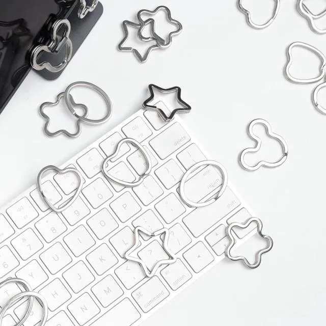 Alt view image 7 of 7 - 12pcs Creative Key Ring Keychain Flower Shape Silver Metal Flat Split Key Holder Chains Rings Crafts DIY for Home Car Tag Office Organization Lanyards Keys Attachment Gift