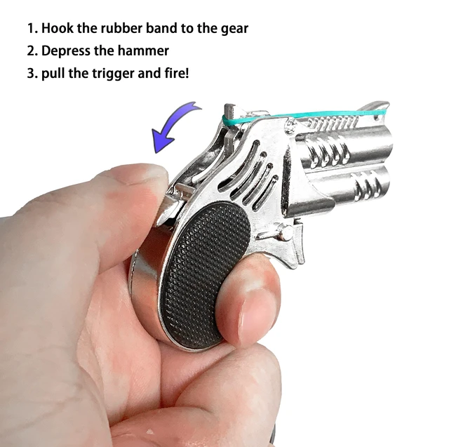 Alt view image 6 of 6 - Rubber Band Gun Creative Keychains Decorative Ornaments School Bag Pendants creative decompression toys Christmas Gifts Holiday Gifts (silver)