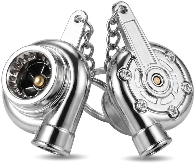 Main image of 2Pcs Turbo Keychain: Zinc Alloy Turbocharger Keyring - Car Keychain for Men & Car Enthusiasts, Creative Automotive Accessory Gift