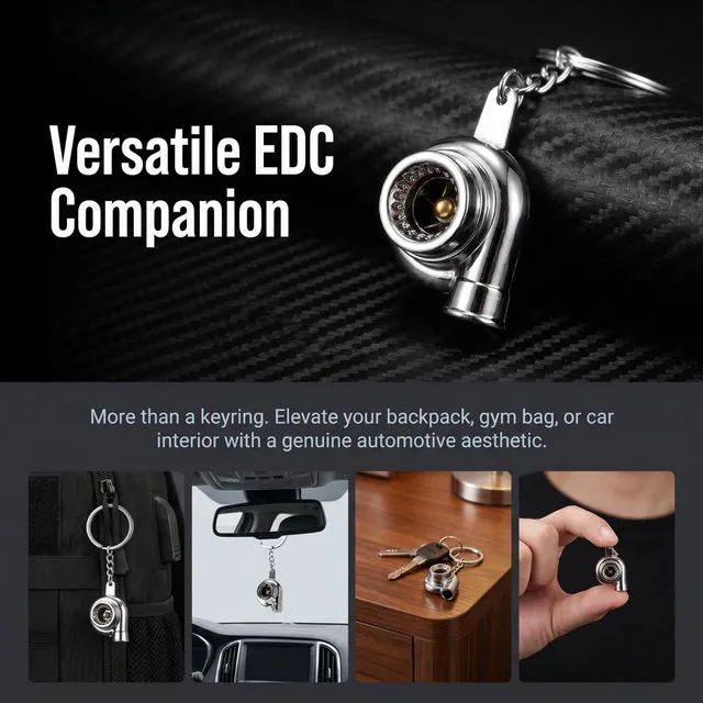 Alt view image 3 of 7 - 2Pcs Turbo Keychain: Zinc Alloy Turbocharger Keyring - Car Keychain for Men & Car Enthusiasts, Creative Automotive Accessory Gift