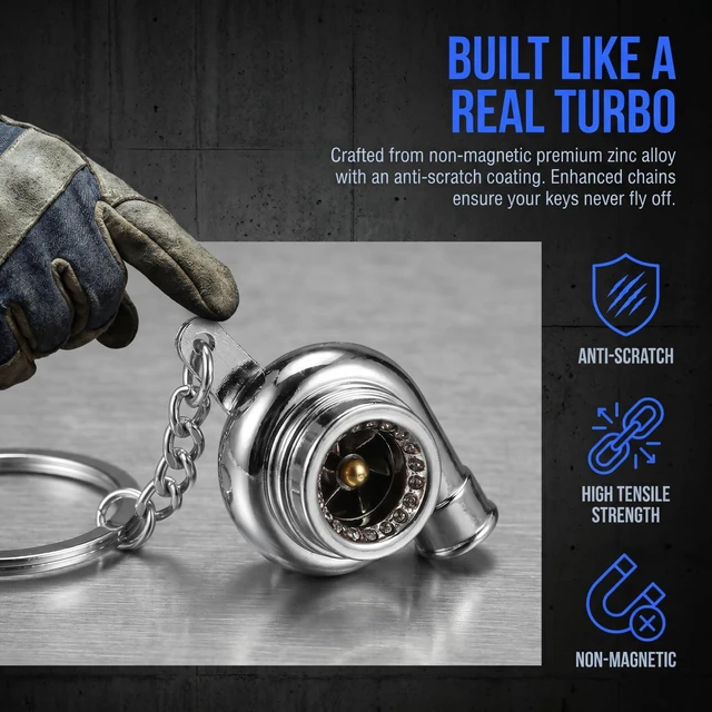 Alt view image 4 of 7 - 2Pcs Turbo Keychain: Zinc Alloy Turbocharger Keyring - Car Keychain for Men & Car Enthusiasts, Creative Automotive Accessory Gift