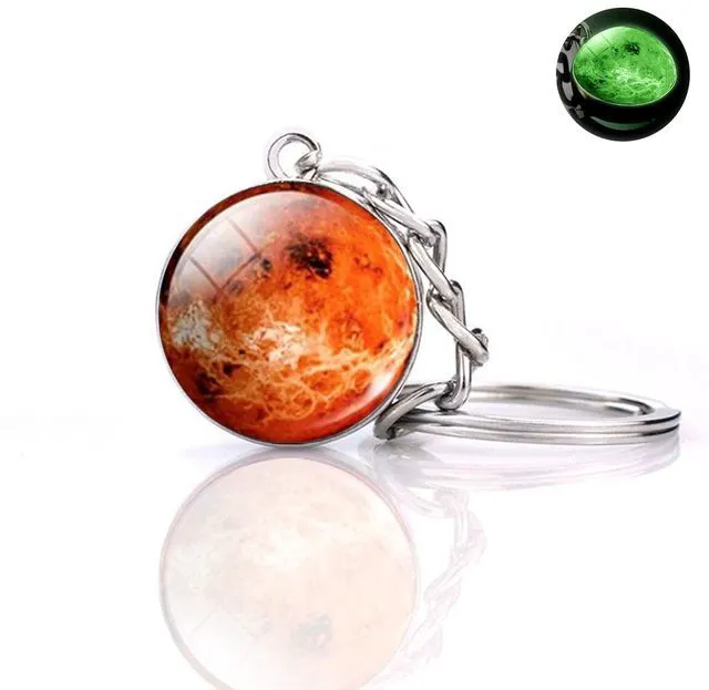 Main image of Glow In The Dark Solar System Planet keychain Accessories Pendant Galaxy Crystal Glass Ball Key Chain Rings Creative Gifts For Women Men Charms Luminous Globe Llaveros Keyring(Venus)