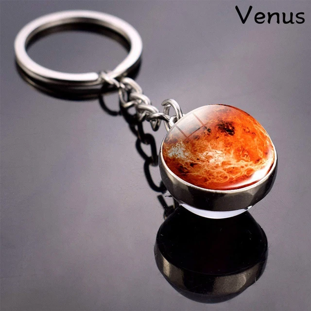Alt view image 2 of 6 - Glow In The Dark Solar System Planet keychain Accessories Pendant Galaxy Crystal Glass Ball Key Chain Rings Creative Gifts For Women Men Charms Luminous Globe Llaveros Keyring(Venus)