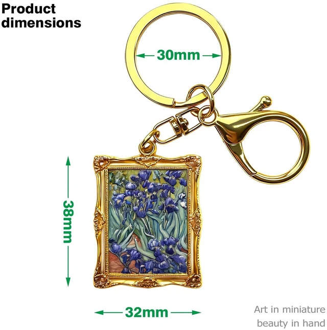 Alt view image 2 of 5 - Keychain Bag and Purse Charms - Artistic Painting Keychains - Car key chain leather handbags Accessories Van Gogh - Irises