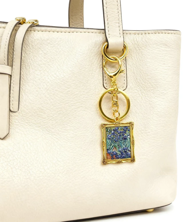 Alt view image 3 of 5 - Keychain Bag and Purse Charms - Artistic Painting Keychains - Car key chain leather handbags Accessories Van Gogh - Irises