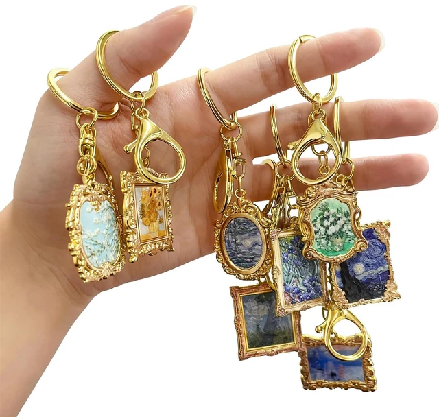 Alt view image 4 of 5 - Keychain Bag and Purse Charms - Artistic Painting Keychains - Car key chain leather handbags Accessories Van Gogh - Irises