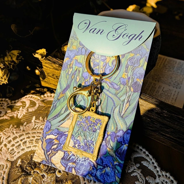 Alt view image 5 of 5 - Keychain Bag and Purse Charms - Artistic Painting Keychains - Car key chain leather handbags Accessories Van Gogh - Irises