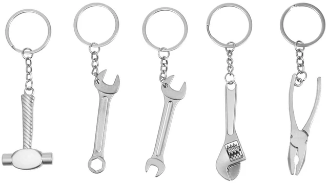 Main image of Mini Wrench Keychain Set 5 Pcs Metal Simulation Tool Key Rings Decorative Bag Pendant Creative Pocket Accessory for Men Women Father S Day Birthday Gift 4.13 in
