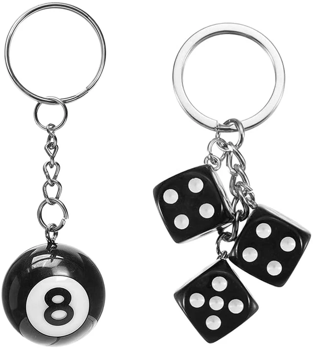 Main image of 8 Ball Bag Charm and Dice Keychain Set Creative Cute Keychain for Gifts