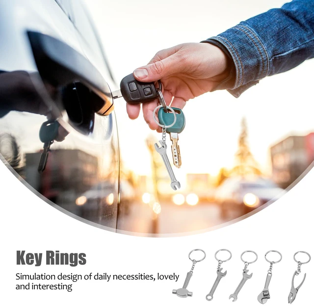 Alt view image 7 of 7 - Mini Wrench Keychain Set 5 Pcs Metal Simulation Tool Key Rings Decorative Bag Pendant Creative Pocket Accessory for Men Women Father S Day Birthday Gift 4.13 in