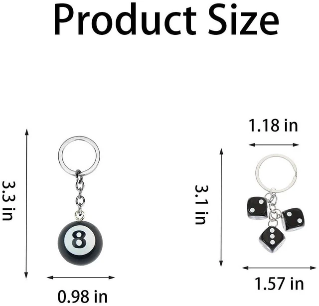 Alt view image 3 of 6 - 8 Ball Bag Charm and Dice Keychain Set Creative Cute Keychain for Gifts