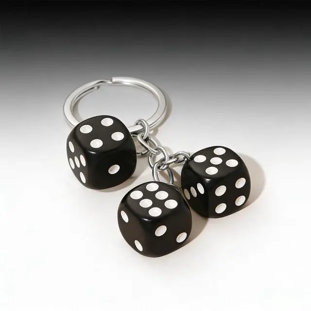 Alt view image 5 of 6 - 8 Ball Bag Charm and Dice Keychain Set Creative Cute Keychain for Gifts