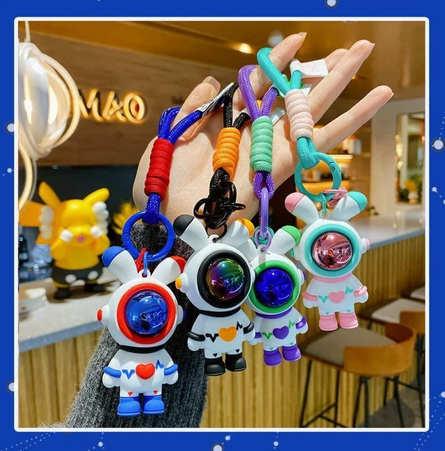 Alt view image 2 of 7 - Men Women Cool Creative Astronaut Heart Love Rabbit Pendant Keychain Bunny Key-Chains Keyring Gift Pendant For Handbag Tote Purse Backpack Bag Decoration Car Key Wrist Strap -Pink