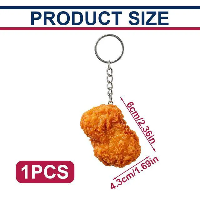 Alt view image 2 of 6 - Imitation Chicken Nugget Keychain Funny Gifts Food Key Chain Random Stuff Realistic Keychains Accessories Ornament
