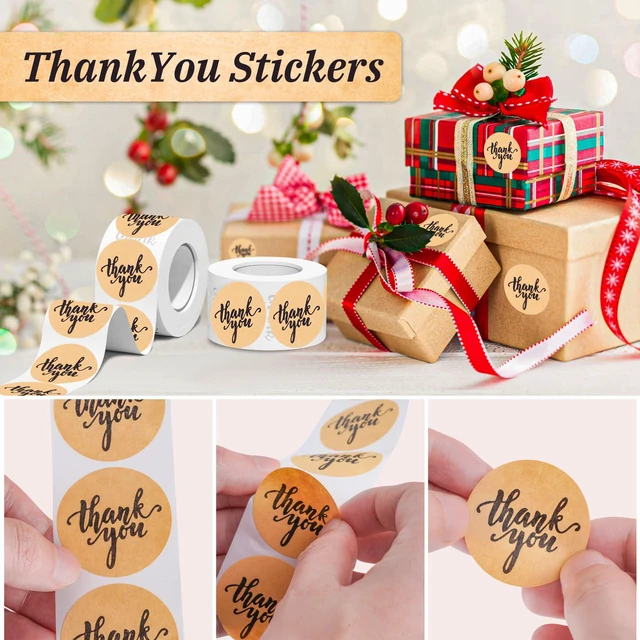 Alt view image 2 of 7 - 500Pcs Thank You Stickers for Packaging, 1.5 Inch Self-Adhesive Envelope Sticker for Small Business, Gifts, Weddings, Party, Boutiques, Label Stickers