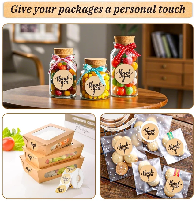 Alt view image 4 of 7 - 500Pcs Thank You Stickers for Packaging, 1.5 Inch Self-Adhesive Envelope Sticker for Small Business, Gifts, Weddings, Party, Boutiques, Label Stickers