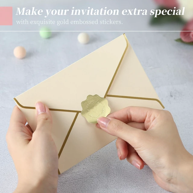 Alt view image 5 of 7 - Embossed Gold Foil Stickers, 100 Pcs Gold Heart-Love Envelope Seal | For Envelopes, Wedding Invitations, Christmas Greeting Cards, Party favor Gift Wrapping Decoration
