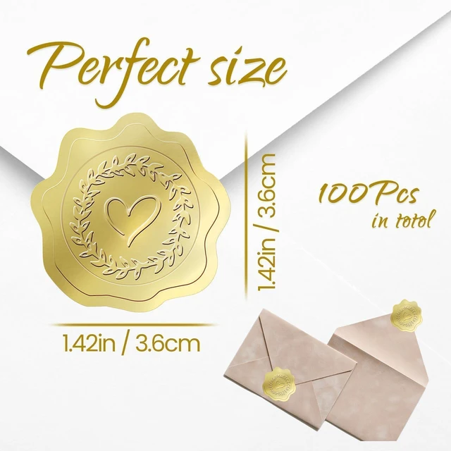 Alt view image 6 of 7 - Embossed Gold Foil Stickers, 100 Pcs Gold Heart-Love Envelope Seal | For Envelopes, Wedding Invitations, Christmas Greeting Cards, Party favor Gift Wrapping Decoration