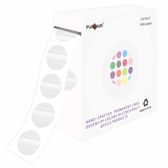 Main image of 0.5 inch Round Clear Circle Dot Sticker, 1000pcs Transparent Adhesive Label | 1.3cm Translucent Wafer Package Seals, Easy Peel And Stick, Great For Envelope, Cosmetic Box, Gift Bag