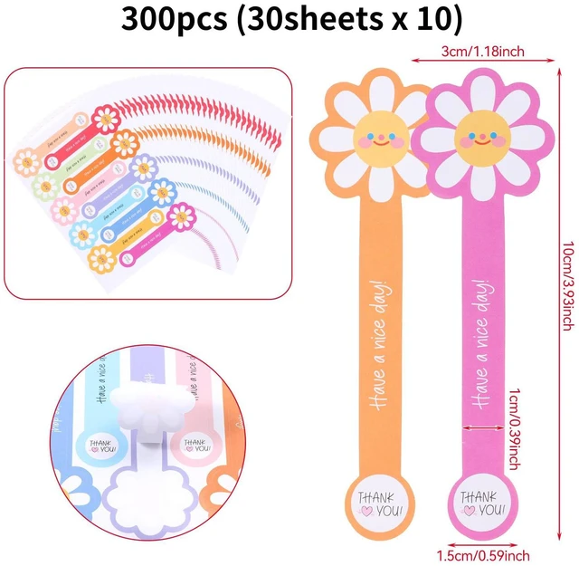 Alt view image 2 of 7 - 300pcs Flower Lollipop Baking Labels Sealing Stickers for Baked Goods | Handmade Long Label Sealing Bakery Stickers for Cake Box Tins/Jars Gift Wrapping Self-Adhesive Tamper Evident Seal Labels