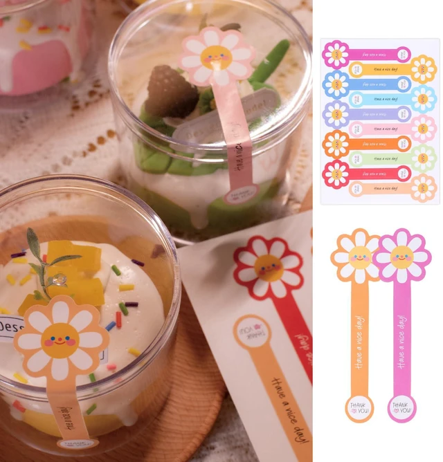 Alt view image 5 of 7 - 300pcs Flower Lollipop Baking Labels Sealing Stickers for Baked Goods | Handmade Long Label Sealing Bakery Stickers for Cake Box Tins/Jars Gift Wrapping Self-Adhesive Tamper Evident Seal Labels