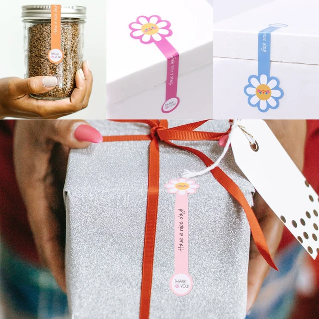 Alt view image 6 of 7 - 300pcs Flower Lollipop Baking Labels Sealing Stickers for Baked Goods | Handmade Long Label Sealing Bakery Stickers for Cake Box Tins/Jars Gift Wrapping Self-Adhesive Tamper Evident Seal Labels