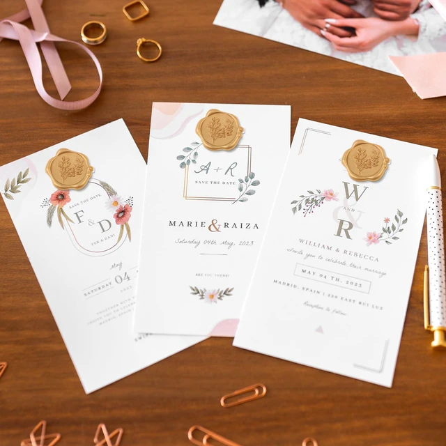 Alt view image 4 of 7 - Wax Seal Stickers, 60 Pcs, Light Gold, 4 Leaf Styles | Self-Adhesive, Composite Wax, Shiny Finish, 4 Styles, For Wedding Invitations, Cards, Envelopes, Gift Wrap
