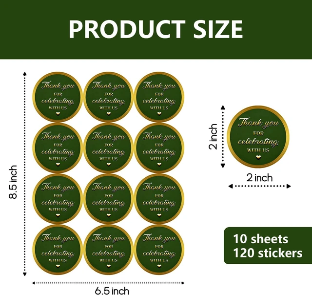 Alt view image 2 of 7 - 120 PCS Green All-Purpose Labels, 2 Inch Round Self-Adhesive Stickers | Sealing Labels for Packaging, Office & School Supplies, Envelopes, Gift Boxes and Small Business