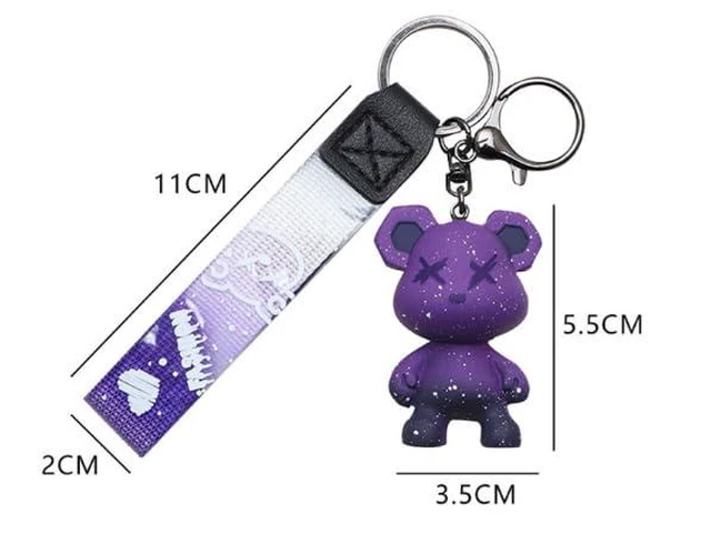 Alt view image 6 of 7 - Colorful Bear Keychains Creative Woven Ropes Resin Animal Pendants Charm Accessory Car Keychain-blue