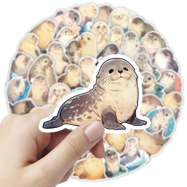 Alt view image 3 of 7 - 50 PCS Cute Seal Stickers, Waterproof Vinyl Healing Marine Animal Decals for Laptop, Luggage, Skateboard, Phone, Fridge, Trendy Stickers for Teens, Adults, Boys and Girls (Seal)