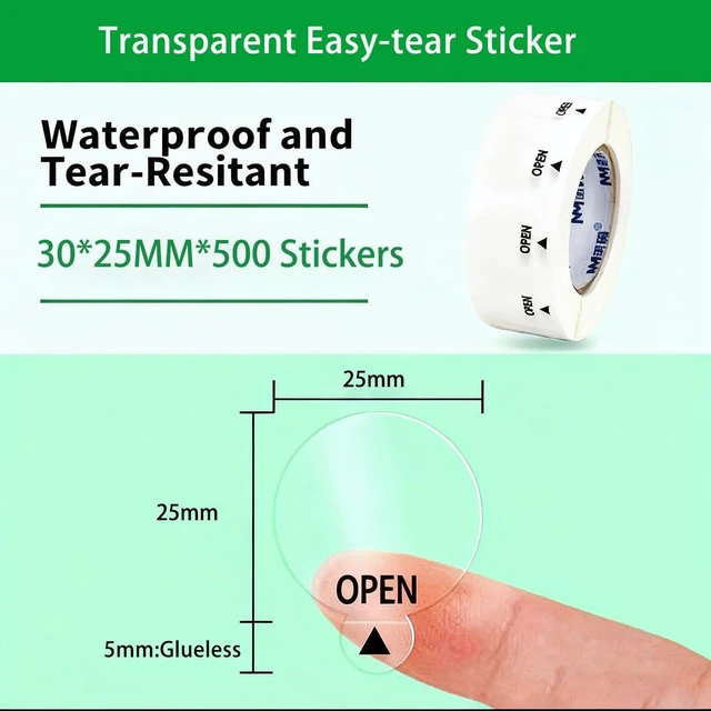 Alt view image 5 of 6 - Easy to Remove Clear Round Stickers 500 Pcs, 1-in Waterproof Clear Circle Sticker Transparent Self Adhesive Envelope Seal Sticker Labels for Gift Packaging, Mail,Boxes
