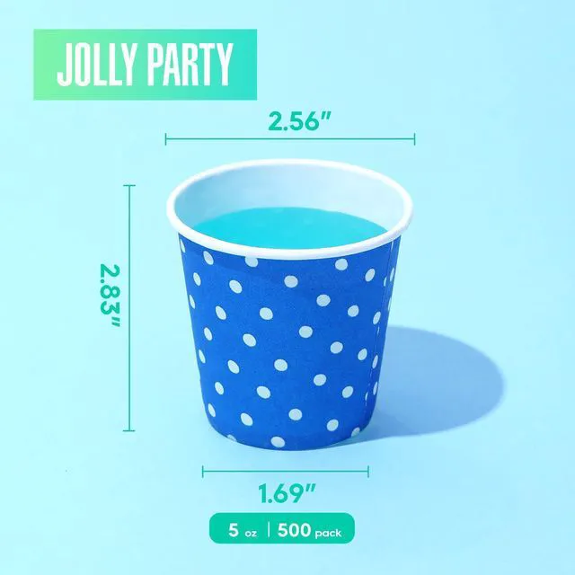 Alt view image 2 of 7 - 500 Pack 5oz Paper Cups, Multicolor Paper Disposable Cups, Small Mouthwash Cups, Cold Beverage Drinking Cup for Party, Travel and Event (Dots)