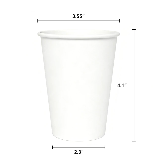 Alt view image 2 of 7 - 120 Count 12 oz Disposable Paper Coffee Cups - White Paper Cups, Perfect for Cold and Hot Drinks, Food-Grade Paper, Thickened