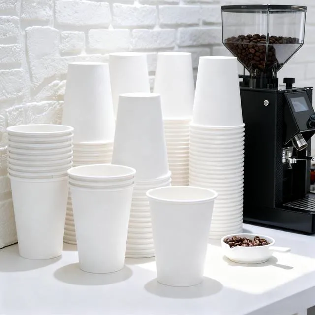 Alt view image 5 of 7 - 120 Count 12 oz Disposable Paper Coffee Cups - White Paper Cups, Perfect for Cold and Hot Drinks, Food-Grade Paper, Thickened