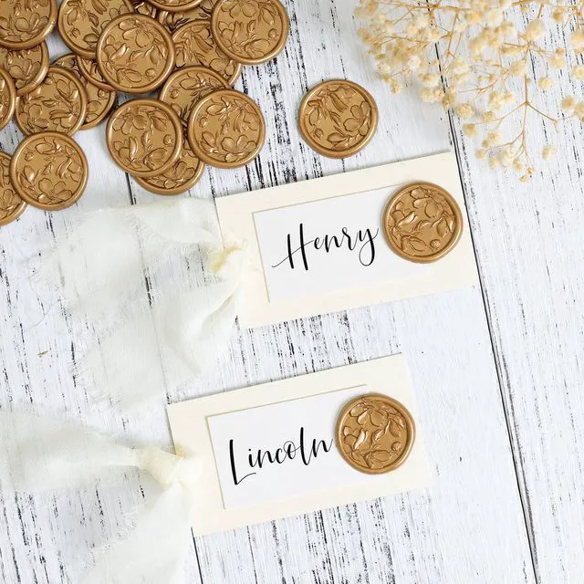 Alt view image 6 of 7 - Wax Seal Stickers - 3D Magnolia Wedding Invitation Envelope Botanical Seal Stickers, 50 Pcs Self- Adhesive Antique Gold Stickers, Perfect for Invitation, Christmas, Gift Wrapping, Party